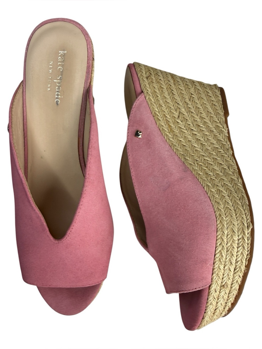 KATE SPADE Thea Wedge in Rococo Pink Sz 8 Suede Espadrille Feminine Girly